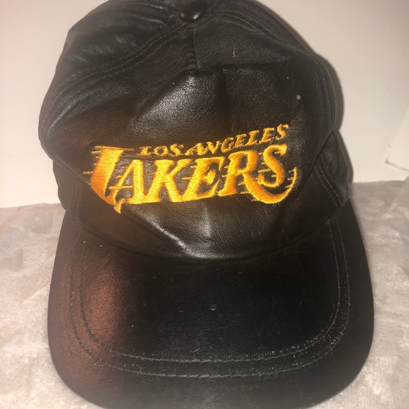 lakers leather hat